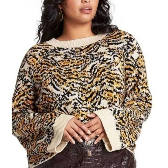 Rachel Comey x Target Crewneck Animal Print Pullover Sweater Black/Tan Small - Picture 1 of 8